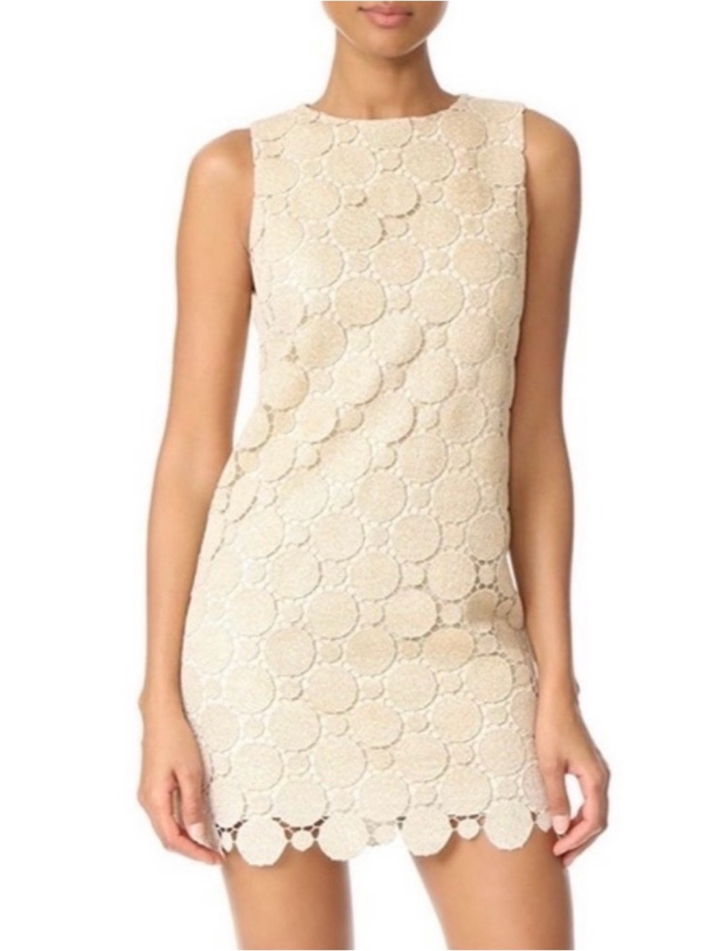 Alice + Olivia "Clyde" Gold Metallic Lace Shift Dress, Size 4